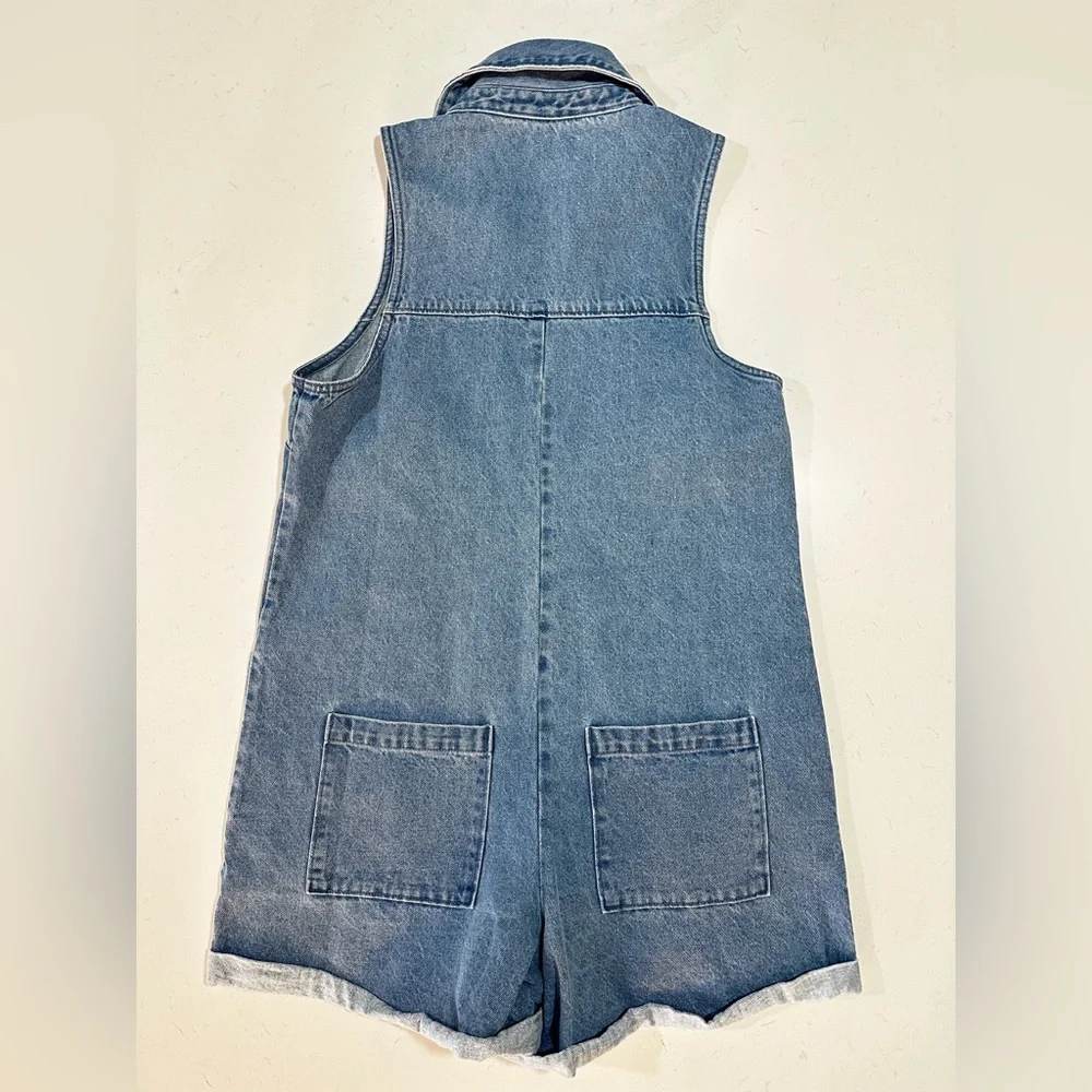 Show Me Your MuMu Denim Zip Up Romper - Size M - Picture 6 of 8